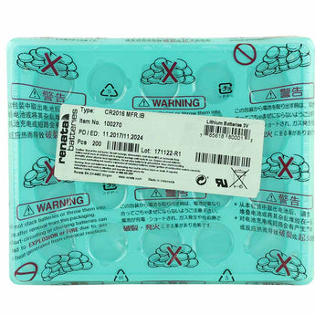 Renata CR2016 Bare Coin Cell Battery Lithium Li-MnO2 3V - Tray of 200