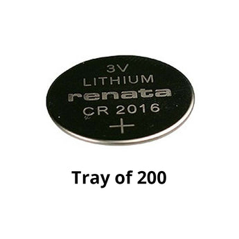 Renata CR2016 Bare Coin Cell Battery Lithium Li-MnO2 3V - Tray of 200