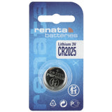 Renata CR2025-CU 165mAh 3V Lithium Primary (LiMNO2) Coin Cell Battery - 1 Piece Small Retail Card