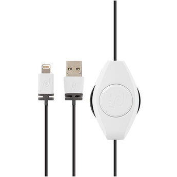 ReTrak Retractable iPhone 5/6 iPad Lightning Charge and Sync Cable - White