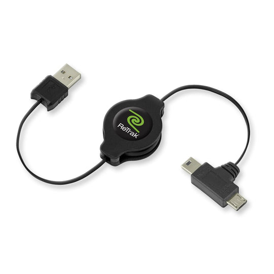 ReTrak Retractable Dual-tip USB Cable - Micro and Mini USB