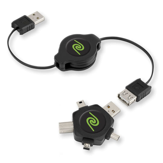 ReTrak Retractable HDMI to Mini HDMI cable with Micro HDMI Adapter