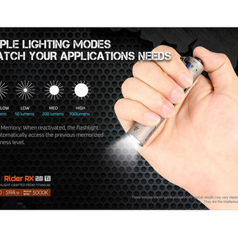 Acebeam Rider RX Ti 2.0 EDC LED Flashlight - 700 Lumens - NICHIA 519A V1 - Includes 1 x USB-C Rechargeable 14500 - Titanium - Silver or Special Edition Design