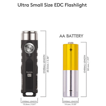 RovyVon A1 Gen 4 USB-C Rechargeable LED Keychain Flashlight -Luminus SST-20 or High CRI LED- 650 Lumens or 420 Lumens - Uses Built-in Li-ion Battery Pack - Black, Gray, Orange, or Army Green