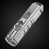 RovyVon A2 Gen 4 USB-C Rechargeable LED Keychain Flashlight -Luminus SST-20 or High CRI - 650 Lumens or 420 Lumens - Uses Built-in Li-ion Battery Pack - Silver