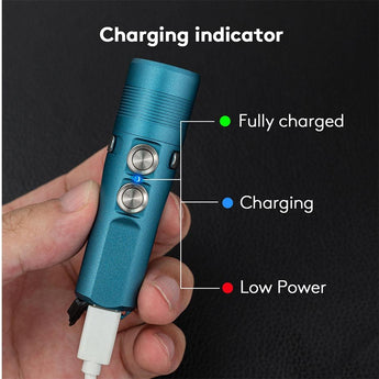 RovyVon A23 Gen 2 USB-C Rechargeable LED Flashlight - 1000 Lumens or 700 Lumens - Uses 850mAh Li-ion Battery Pack - Black or Aqua Blue - Cool White or High CRI