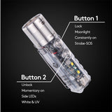 RovyVon A28 Gen 2 USB-C Rechargeable LED Flashlight - Cool White or High CRI - Multiple Side Light Options - Uses 850mAh Li-ion Battery Pack