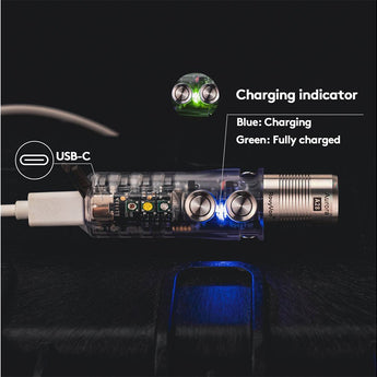 RovyVon A28 Gen 2 USB-C Rechargeable LED Flashlight - Cool White or High CRI - Multiple Side Light Options - Uses 850mAh Li-ion Battery Pack