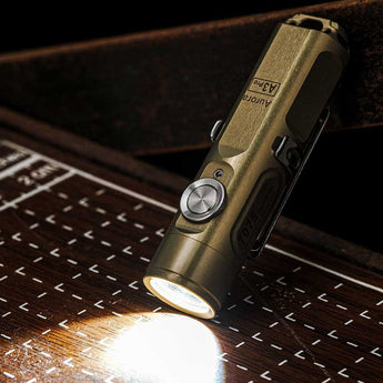 RovyVon A3 Pro Gen 4 USB-C Rechargeable LED Keychain Flashlight - Luminus SST-20 or High CRI LED - 650 or 420 Lumens - Uses Built-in Li-ion Battery Pack - Marble Gray or Desert Tan