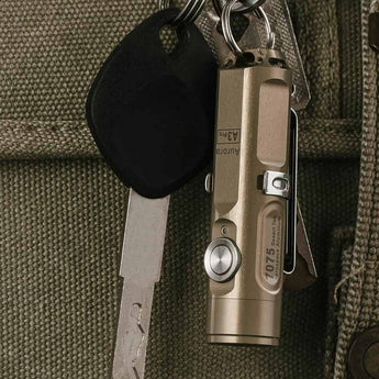RovyVon A3 Pro Gen 4 USB-C Rechargeable LED Keychain Flashlight - Luminus SST-20 or High CRI LED - 650 or 420 Lumens - Uses Built-in Li-ion Battery Pack - Marble Gray or Desert Tan