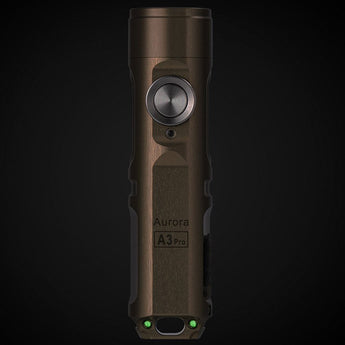 RovyVon A3 Pro Gen 4 USB-C Rechargeable LED Keychain Flashlight - Luminus SST-20 or High CRI LED - 650 or 420 Lumens - Uses Built-in Li-ion Battery Pack - Marble Gray or Desert Tan