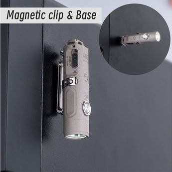 RovyVon A3 Pro Gen 4 USB-C Rechargeable LED Keychain Flashlight - Luminus SST-20 or High CRI LED - 650 or 420 Lumens - Uses Built-in Li-ion Battery Pack - Marble Gray or Desert Tan