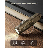 RovyVon A3 Pro Gen 4 USB-C Rechargeable LED Keychain Flashlight - Luminus SST-20 or High CRI LED - 650 or 420 Lumens - Uses Built-in Li-ion Battery Pack - Marble Gray or Desert Tan