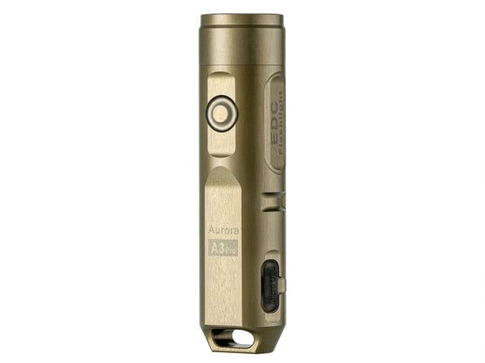 RovyVon Aurora A3 Pro Mini Keychain Rechargeable LED Flashlight - CREE XP-G3 - 700 or 450 Lumens - Cool White or Neutral White - Includes Built-In Li-ion Battery Pack - Desert Tan