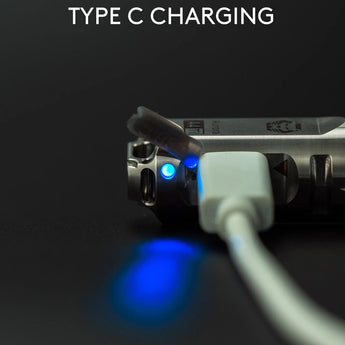 RovyVon A4 Gen 4 USB-C Rechargeable LED Keychain Flashlight - Luminus SST-20 or NICHIA 219C - 650 Lumens or 420 Lumens - Uses Built-in Li-ion Battery Pack - Natural Titanium