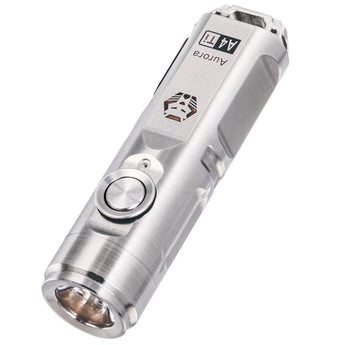 RovyVon A4 Gen 4 USB-C Rechargeable LED Keychain Flashlight - Luminus SST-20 or NICHIA 219C - 650 Lumens or 420 Lumens - Uses Built-in Li-ion Battery Pack - Natural Titanium