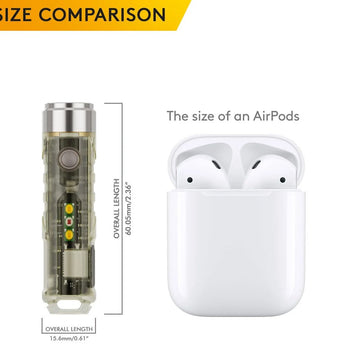 RovyVon A5 Gen 4 USB-C Rechargeable LED Flashlight - Luminus SST-20 or High CRI - 650 Lumens or 420 Lumens - White and UV or White and Red Side Lights - Uses 330mAh Li-ion Battery Pack