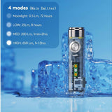 RovyVon A7 Gen 4 USB-C Rechargeable LED Flashlight - Luminus SST-20 or Nichia 219C LED - 650 Lumens or 420 Lumens - White and UV Side Lights - Uses 330mAh Li-ion Battery Pack