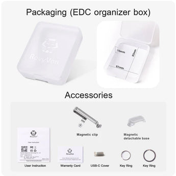 RovyVon Aurora A8 GITD USB-C Rechargeable LED Keychain Flashlight - 650 Lumens or 420 Lumens - Nichia 219C or Luminus SST-20 - White, Red and UV or Amber, Red and Blue - 3rd Gen - Uses Built-in 330mAh Li-Poly Battery Pack