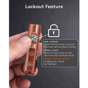 RovyVon A9 Pro USB-C Rechargeable LED Keychain Flashlight - Includes Built-In 330mAh Li-Poly Battery Pack - Copper - Cool White or High CRI