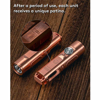 RovyVon A9 Pro USB-C Rechargeable LED Keychain Flashlight - Includes Built-In 330mAh Li-Poly Battery Pack - Copper - Cool White or High CRI