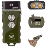 RovyVon Angel Eyes E1 Hybrid Keychain USB-C Rechargeable LED Flashlight - 6500K Cool White or 4000K Warm White - Uses Built-in Li-Poly Battery Pack or 1 x AAA - Grey or Army Green Colors