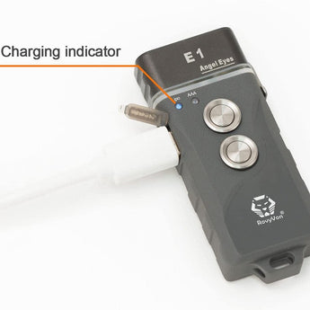 RovyVon Angel Eyes E1 Hybrid Keychain USB-C Rechargeable LED Flashlight - 6500K Cool White or 4000K Warm White - Uses Built-in Li-Poly Battery Pack or 1 x AAA - Grey or Army Green Colors