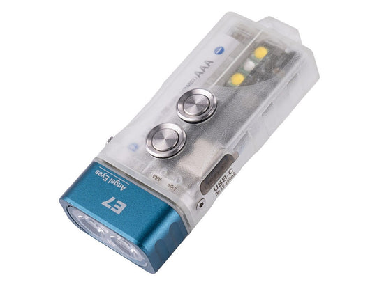 RovyVon Angel Eyes E7 GITD USB-C Rechargeable LED Keychain Flashlight - Luminus SST-20 - Cool or Warm White - White and UV or Red Light Output - Uses Built-in 330mAh Li-Poly Battery Pack or 1 x AAA
