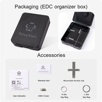 RovyVon Angel Eyes E7 GITD USB-C Rechargeable LED Keychain Flashlight - Luminus SST-20 - Cool or Warm White - White and UV or Red Light Output - Uses Built-in 330mAh Li-Poly Battery Pack or 1 x AAA