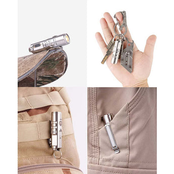 RovyVon Aurora A2 USB-C Rechargeable LED Keychain Flashlight - Luminus SST-20 or Nichia 219C LEDs - 3rd Gen - Uses Built-in 300mAh Li-Poly Battery Pack - Silver, Matte Black, or PVD Blue Colors