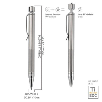 RovyVon C20 Tactical Titanium Pen - Available in Machined Raw or Vintage Brass