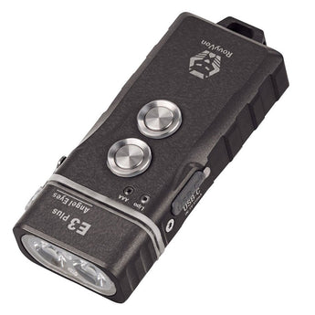 RovyVon E3 Plus USB-C Rechargeable LED Flashlight - Cool White or High CRI - Uses 330mAh Li-ion Battery Pack - Marble Gray, Gunmetal, or Desert Tan