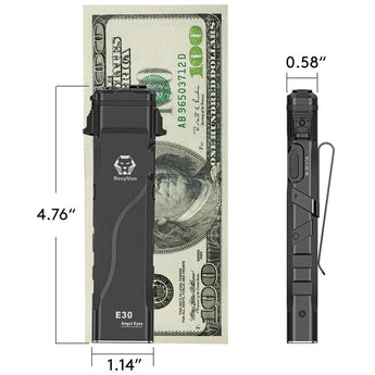 RovyVon Angel Eyes E30 USB-C Rechargeable LED Flashlight - Luminus SST-40 - 2600 Lumens - Uses Built-in 900mAh Li-ion Battery Pack - Black or Marble Gray