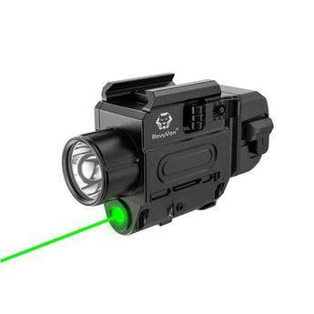 rovyvon gl3 pro weapon light with green laser angled down and to the left