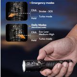 RovyVon S23 USB-C Rechargeable EDC LED Flashlight - 4000 Lumens - Includes 1 x 21700 - Black or Gunmetal