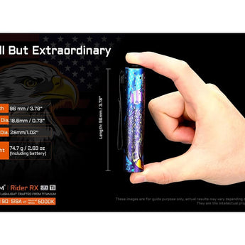 Acebeam Rider RX Ti 2.0 EDC LED Flashlight - 700 Lumens - NICHIA 519A V1 - Includes 1 x USB-C Rechargeable 14500 - Titanium - Silver or Special Edition Design