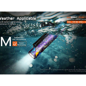 Acebeam Rider RX Ti 2.0 EDC LED Flashlight - 700 Lumens - NICHIA 519A V1 - Includes 1 x USB-C Rechargeable 14500 - Titanium - Silver or Special Edition Design