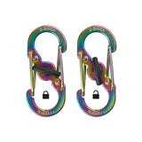 Nite Ize S-Biner MicroLock - Stainless Steel Double-Gated Carabiner with Twisting Lock - 2 Pack - Black (LSBM-01-2R3), Stainless (LSBM-11-2R3), or Spectrum (NITEIZE-LSBM-07-2R3)