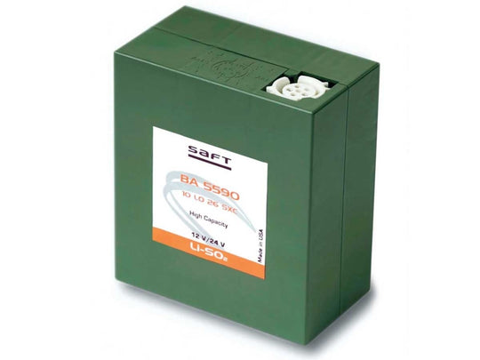 Saft BA 5590 B/U 12V/24V 15Ah Primary Lithium Sulfur Dioxide (LiSO2) Dual Voltage Military Radio Battery System