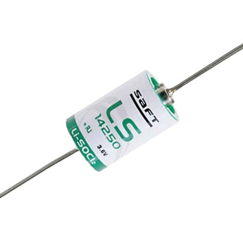 Saft LS-14250-AX 1/2 AA 1100mAh 3.6V Lithium Thionyl Chloride (LiSOCI2) Button Top Primary Battery with Axial Leads - Bulk