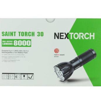 Nextorch Saint Torch 30 USB-C Rechargeable LED Searchlight - 8000 Lumens - 3 x CREE XHP50.2-K4 - Uses Built-In Li-ion Battery Pack