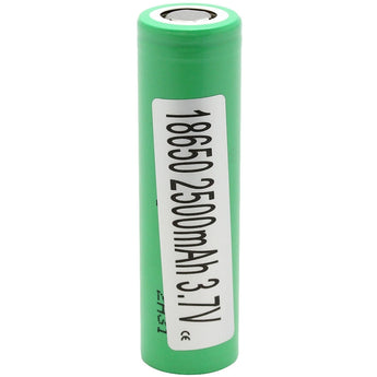 Samsung 25R INR 18650 2500mAh 3.6V Unprotected High-Drain 20A Lithium Ion (Li-ion) Flat Top Battery - Bulk