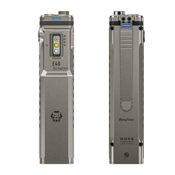 RovyVon Angel Eyes E40 USB-C Rechargeable EDC LED Flashlight - 3600 Lumens - 650nm Red Side Light - 365nm UV Side Light - Uses Built-in 3000mAh Li-ion Battery Pack - Choice of Color