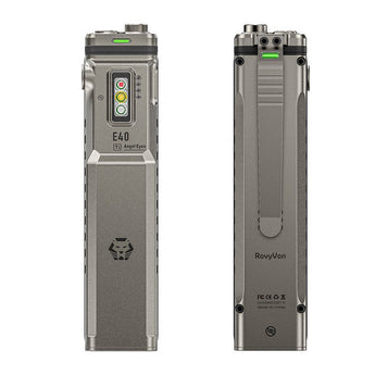 RovyVon Angel Eyes E40 USB-C Rechargeable EDC LED Flashlight - 3600 Lumens - 650nm Red Side Light - 365nm UV Side Light - Uses Built-in 3000mAh Li-ion Battery Pack - Choice of Color