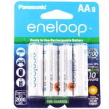 Panasonic Eneloop BK-3MCCA-8BA AA 2000mAh 1.2V Low Self Discharge Nickel Metal Hydride (NiMH) Button Top Batteries - 8 Pack Retail Card