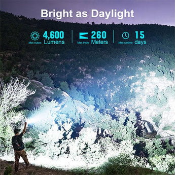 Olight Seeker 4 Pro Rechargeable LED Flashlight - 4600 Lumens - Cool White or Neutral White - Includes 1 x 21700 - Multiple Color Options
