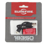SureFire SF18350 1100mAh 3.7V Protected Lithium Ion (Li-ion) Button Top Battery with Built-in Micro-USB Charging Port