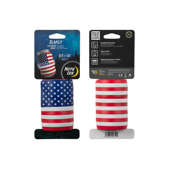 Nite Ize SlapLit Rechargeable LED Drink Wrap - USA or Red Color Options - Disc-O Select / USB-C Rechargeable or with 1 x Included CR2032