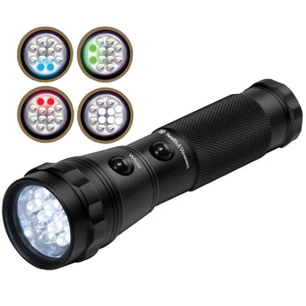 Smith and Wesson Galaxy 12 LED Flashlight with White Red Green Blue LEDs - Includes 3 x AAA (110224)