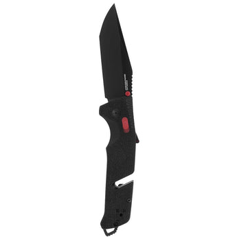 SOG Trident AT-XR Mk3 Tanto Folding Knife - 3.7 Inch Blade, Tanto, Straight Edge - Peg Box - Black and Red